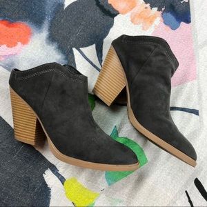 DV gray mule high heel booties slip on Sz 6.5